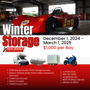 New Jersey Motorsports Park is Introducing a 2024 Off Season Winter Storage Program!